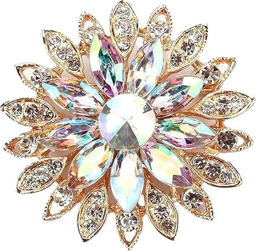 Strass-Blumen-Brosche, rosa, stilvoll, modische Broschen mit verschiedenen Blumenmustern, modisches Accessoire für Hüte, Kleider, 1.65*1.65inch, Strassstein, Strass von Generic