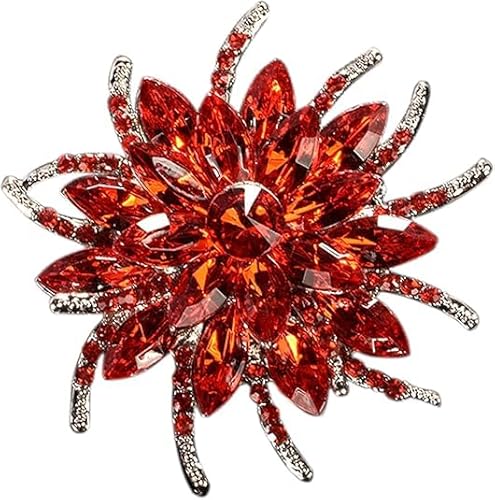 Strass-Blumen-Brosche, rosa, stilvoll, modische Broschen mit verschiedenen Blumenmustern, modisches Accessoire für Hüte, Kleider, 1.65*1.65inch, Strassstein, Strass von Generic