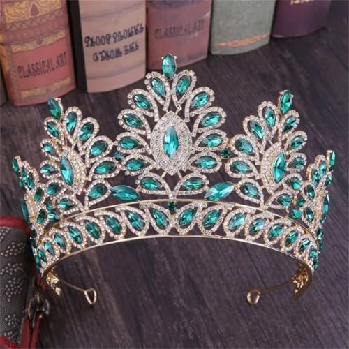 Strass Braut Tiaras Krone Kristall Tiara Stirnband Hochzeit Haarschmuck Gold EN8 von Generic