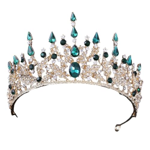 Strass Braut Tiaras Krone Strass Festzug Diadem Schleier Tiara Hochzeit Haarschmuck Gold En8 von Generic