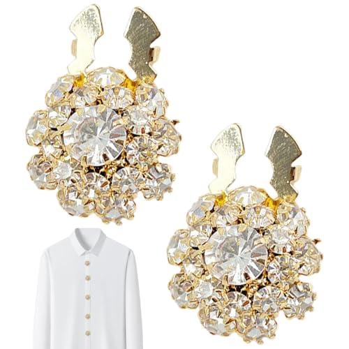 Strass-Knopfabdeckungen für Hemden, glitzernde Strasssteine, Hemd-Brosche, abnehmbare Manschettenknöpfe für Kleidung, , riferimento alla descrizione, Kupfer+Legierung+Strass, Siehe von Generic