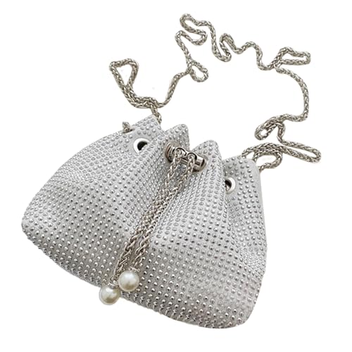 Strassketten-Messenger-Tasche-Diamant-Draw-Knorder-Eimer-Geldbörse, Vollkristallabendkupplung, High-End-Sparklinghandtasche | Glamouröser Luxus -Party -Accessoire, modische Statement -Umhängetasche von Generic