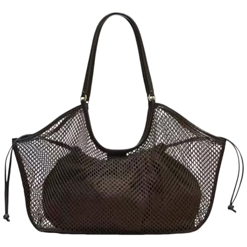 Straw Mesh Umhängetasche for Damen Große Strandtasche Lässige Shopper Tasche for Alltag und Freizeit von Generic