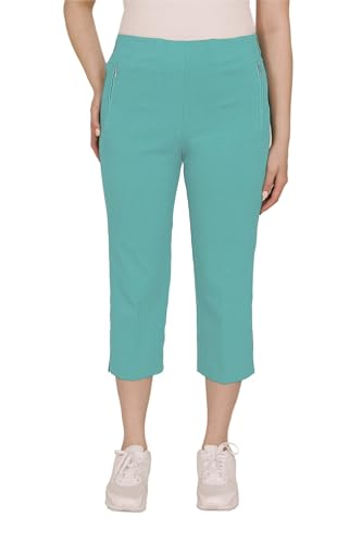 Stretch 7/8 Sommer Hose, komfortabler Gummibund, gerader Schnitt, sehr dehnbar, geeignet für Senioren, Schlupfhose mit Taschen (DE/NL/SE/PL, Numerisch, 54, Mint) von Generic