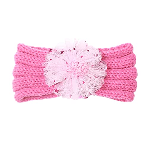 Stretch Headwrap für kleine Mädchen Kleinkind Baby Jungen Mädchen Stretch gestrickt geknotet Haarband Kopfbedeckung Stirnband (Hot Pink, One Size) von Generic