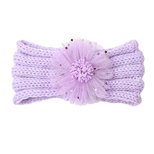 Stretch Headwrap für kleine Mädchen Kleinkind Baby Jungen Mädchen Stretch gestrickt geknotet Haarband Kopfbedeckung Stirnband (Purple, One Size) von Generic
