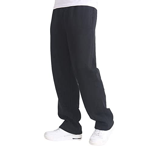 Stretch Jogginghose für Männer Atmungsaktiv Sweathose Jungen Geradem Schnitt Freizeithose Jogger Einfarbig Trainingshose Herren Bundgummi Elastische Hosen NOFS Relaxing Hose Schwarz S von Generic