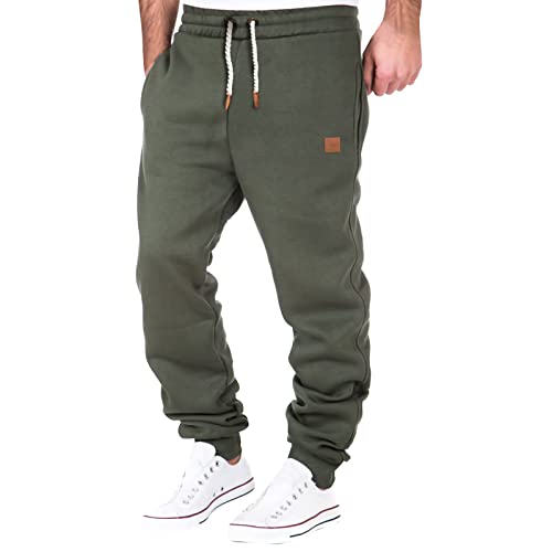 Stretch Jogginghose für Männer Atmungsaktiv Sweathose Jungen Geradem Schnitt Freizeithose Jogger Einfarbig Trainingshose Herren Bundgummi Elastische Hosen Relaxing Hose Armeegrün L von Generic