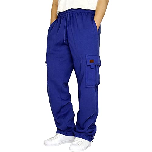 Stretch Jogginghose für Männer Atmungsaktiv Sweathose Jungen Geradem Schnitt Freizeithose Jogger Einfarbig Trainingshose Herren Bundgummi Elastische Hosen Relaxing Hose Blau 4XL von Generic