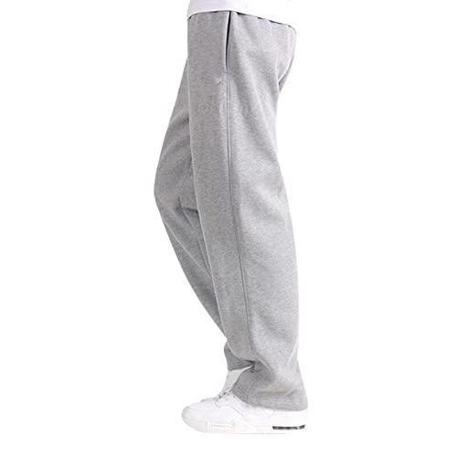 Stretch Jogginghose für Männer Atmungsaktiv Sweathose Jungen Geradem Schnitt Freizeithose Jogger Einfarbig Trainingshose Herren Bundgummi Elastische Hosen Relaxing Hose Grau XL von Generic