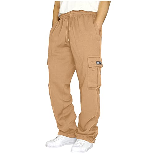 Stretch Jogginghose für Männer Baumwolle Eindicken Sweathose Baumwolle Cargohose Freizeithose Trainingshose SweatLaufhose Stretchy Breite Modernpants Jogger Dunkelgrau L Gelb 3XL von Generic