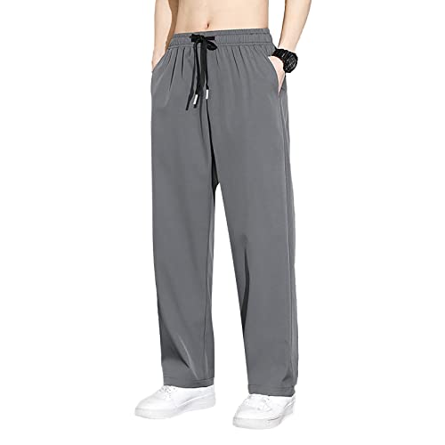 Stretch Jogginghose für Männer Baumwolle Sweathose Loose Fit Geradem Schnitt Freizeithose Sommer Outdoor Leicht Trainingshose Yogahose Jungen Jogginghose Relaxing Hose Dunkelgrau L von Generic