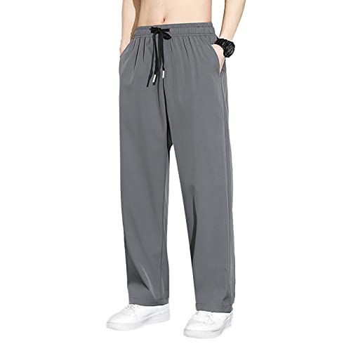 Stretch Jogginghose für Männer Baumwolle Sweathose Loose Fit Geradem Schnitt Freizeithose Sommer Outdoor Leicht Trainingshose Yogahose Jungen Jogginghose Relaxing Hose Dunkelgrau XXL von Generic