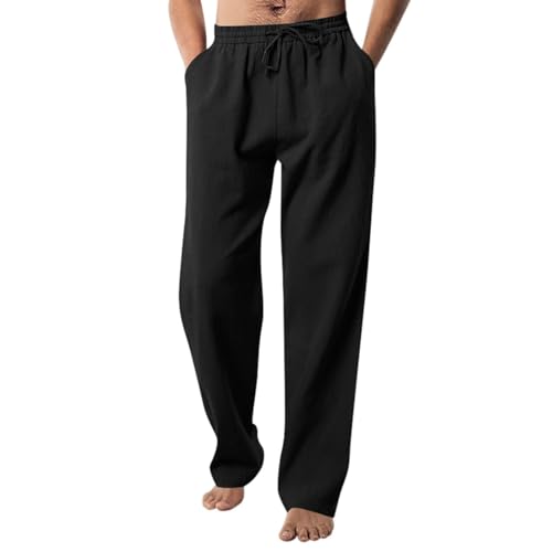 Stretch Jogginghose für Männer Baumwolle Sweathose Loose Fit Geradem Schnitt Freizeithose Sommer Outdoor Leicht Trainingshose Yogahose Jungen Jogginghose Relaxing Hose Schwarz 3XL von Generic