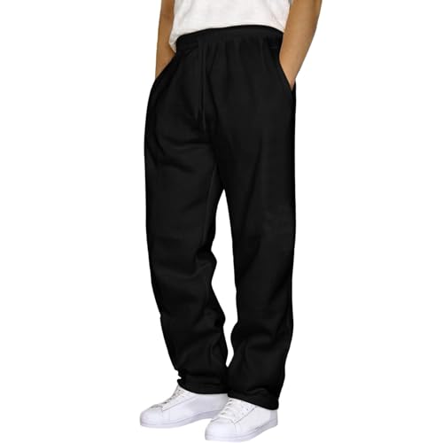 Stretch Jogginghose für Männer Baumwolle Sweathose Loose Fit Geradem Schnitt Freizeithose Sommer Outdoor Leicht Trainingshose Yogahose Jungen Jogginghose Relaxing Hose Schwarz M von Generic