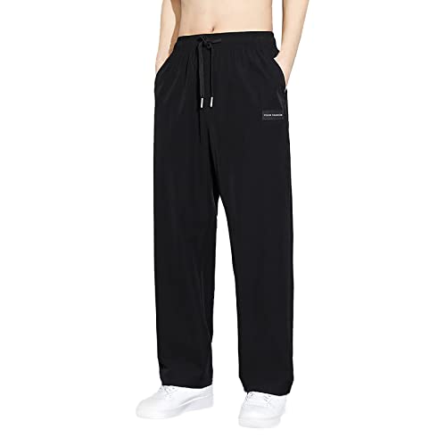 Stretch Jogginghose für Männer Baumwolle Sweathose Loose Fit Geradem Schnitt Freizeithose Sommer Outdoor Leicht Trainingshose Yogahose Jungen Jogginghose Relaxing Hose Schwarz XXL von Generic
