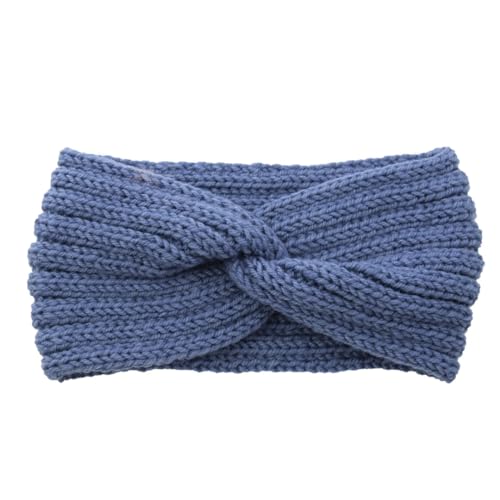 Stretch Strick Stirnband Für Frauen Winter Weiche Ohr Wärmer Haarbänder Einfarbig Bandanas Kaltes Wetter Winddicht Haarband 2-Blau Einheitsgröße von Generic