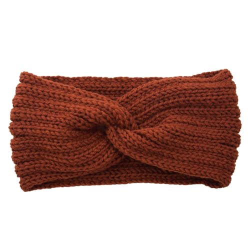 Stretch-Strick-Stirnband Für Frauen Winter Weiche Ohrenwärmer Haarbänder Einfarbig Bandanas Kaltes Wetter Winddicht Haarband 1-Orange Einheitsgröße von Generic