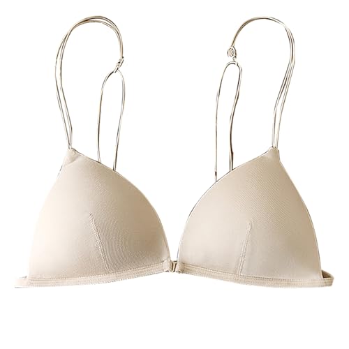 Stretch-Triangel-Bralette BH Damen Ohne Bügel Spitze Schlaf Bustier (Beige, S) von Generic