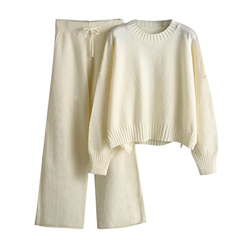 Strick Zweiteiler Damen Outfit Pullover Strickpullover Stehkragen und Gestrickte Hose Strickanzug Hausanzug Elegant 2er Set Rollkragenpullover Weite Bein Strickhose Lounge Homewear Strick Zweiteiler Damen Outfit Pullover Strickpullover Stehkragen und Gestrickte Hose Strickanzug Hausanzug Elegant 2er Set Rollkragenpullover Weite Bein Strickhose Lounge Homewear von Generic