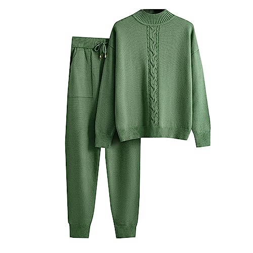 Strickanzug Damen Set - Zweiteiliger Anzug mit Freizeitanzug, Rundhals Strick Pullover Oberteil und Lang Hosen - Elegant Outfits für Winter von Generic