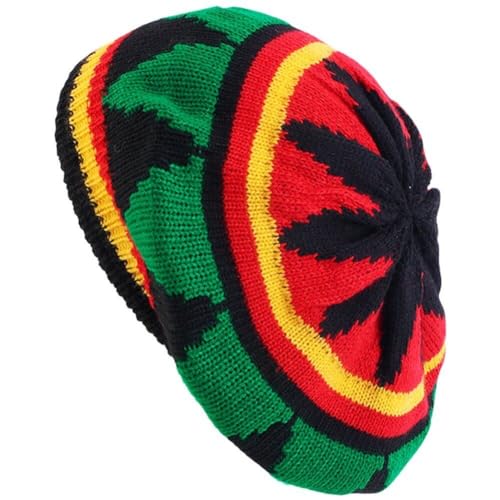 Stricker Rasta Hut Reggae Jamaikanische Mütze Bunte Beanie Hut Häkeln Gestrickte Baskenmütze Slouchy Baggy Mütze Für Frauen Männer von Generic