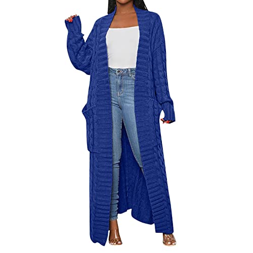 Strickjacke Damen, Strickjacke Damen Lang Cardigan mit Tasche Casual Oversize Strickpullover Elegant Locker Strickjacken Winter Warme Outwear Grobstrick Open Front Pullover Jacke von Generic