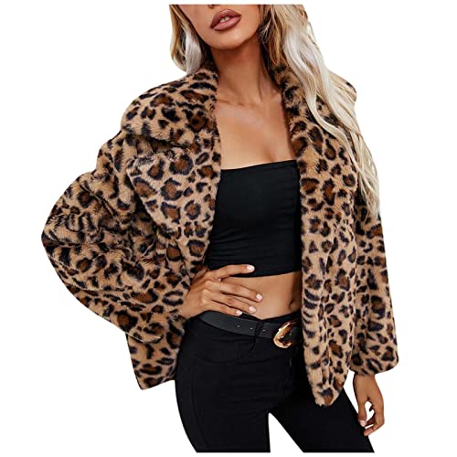 Strickjacke Damen,Jagdjacke Bonprix Winterjacken Monki Mantel Strickmantel Grobstrick Regenjacke Wasserdicht Atmungsaktiv Gesteppte Jacke Kurze MäNtel Oversize Bikerjacke(5-Leopard Print, L) von Generic