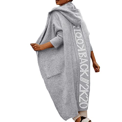 Strickjacke Damen Lang, Damen Strickjacke Lang Cardigan Kapuzenpullover Grobstrickjacke Strickmantel mit Kapuze Cardigan Strickpullover Winter Jacke Sweater Outerwear von Generic