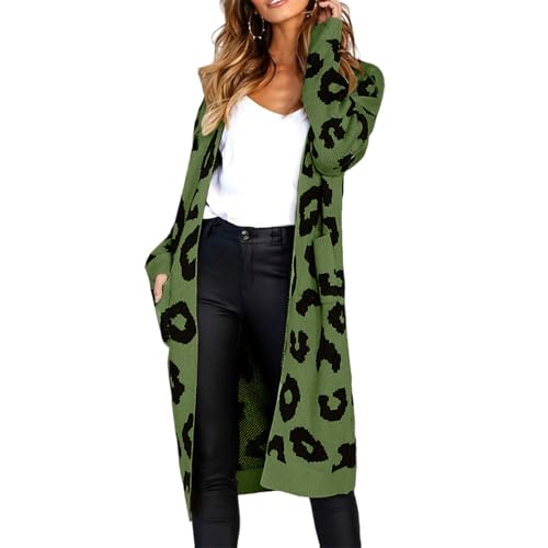 Strickjacke Damen Lang Grobstrick Cardigan Lose Oversize Strickcardigan Leichte Elegante Strickmantel Casual Einfarbig Open Front Sweater Winterjacke von Generic