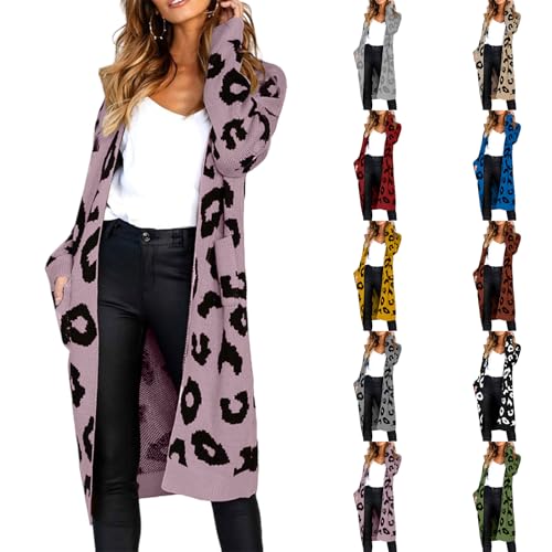Strickjacke Damen Lang Grobstrick Cardigan Lose Oversize Strickcardigan Leichte Elegante Strickmantel Casual Einfarbig Open Front Sweater Winterjacke von Generic