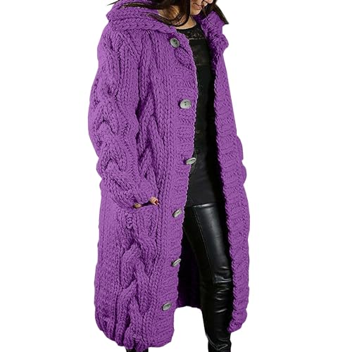 Strickjacke Damen Lang Große Größen | Grobstrickjacken Für Damen Lang | Große Größen Grobstrickjacke Longstrickjacke Strickmantel Strickjacken Langärmelige Wintermantel Einfarbig Cardigan von Generic