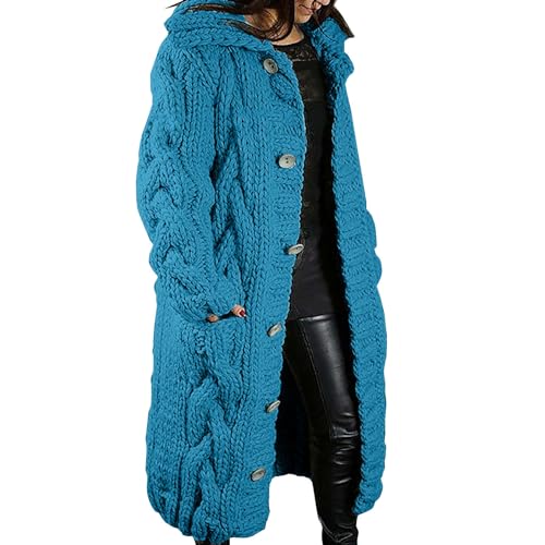 Strickjacke Damen Lang Große Größen | Grobstrickjacken Für Damen Lang | Große Größen Grobstrickjacke Longstrickjacke Strickmantel Strickjacken Langärmelige Wintermantel Einfarbig Cardigan von Generic
