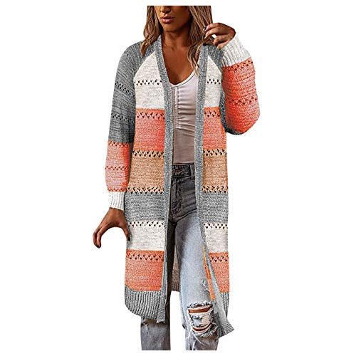 Strickjacke Damen Lang Mit Kapuze - Wasserdicht Damen Strickjacke Mit Knöpfen Langarm Leichter Cardigan Long Strickjacke Damen Lang Strickjacke Damen Grau von Generic