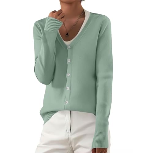 Strickjacke Damen Langarm Oversize Cardigan Open Front Sweater Leichte Lange Strickmantel Casual Elegant Einfarbig Pullover Herbst Winter Gestrickt Jacke Strickpullover Herbstmode von Generic
