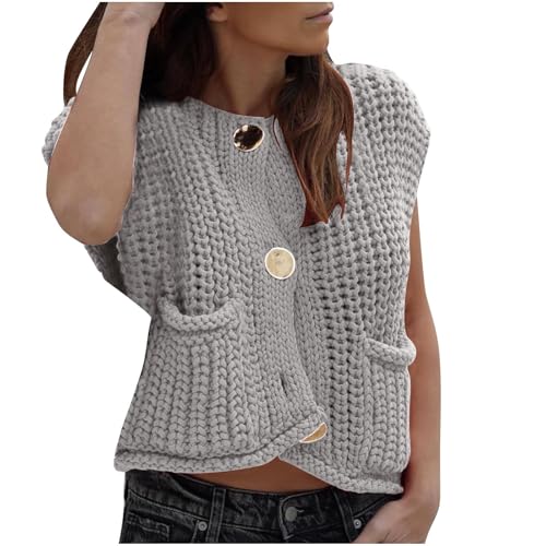 Strickjacke Damen Lange Ärmel Lockere Passform Open Front Sweater Leichte Verdickt Warme Strickjacke Modische Einfarbig Strickcardigan Frauen V-Ausschnitt Cardigan Female Elegant Cardigans von Generic