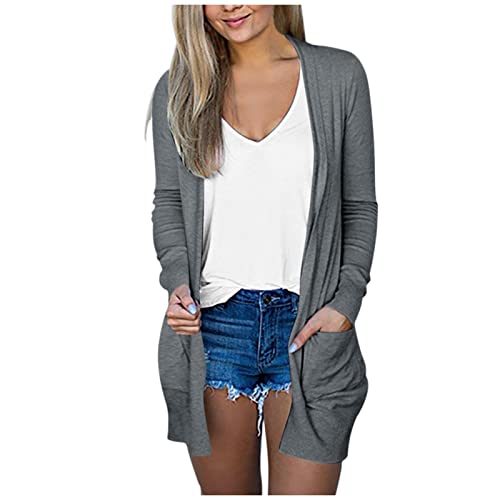 Strickjacke Damen Sommer Cardigan Kurz-Strickcardigan Langarm Strickmantel Einfarbig Damenjacken Herbst üBergangsjacke Leicht GroÃŸE GröÃŸEn Sommerjacke von Generic