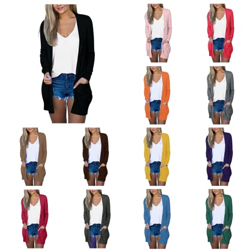 Strickjacke Damen Sommer Cardigan Kurz-Strickcardigan Langarm Strickmantel Einfarbig Damenjacken Herbst üBergangsjacke Leicht GroÃŸE GröÃŸEn Sommerjacke von Generic