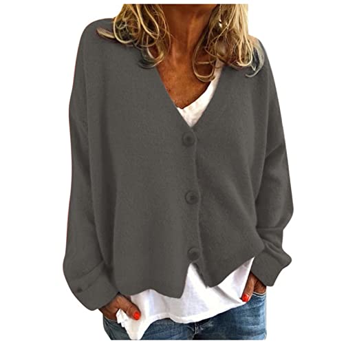 Strickjacke Damen Sommer Leicht Kurz Cardigan Schwarz Dünn-Strickjacken Elegant Langarm Strickmantel Mit Knöpfe Herbst Übergangsjacke Oversized Sweater-Jacke 2023 Damenjacken von Generic