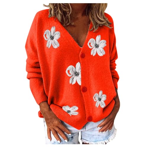 Strickjacke Damen V Ausschnitt Cardigan Elegant Einfarbig Kurz Strickmantel Pullover GroßE GrößEn Wintermantel Grobstrickjacke Herbst Winter Strickpullover Jacke mit Knopf von Generic