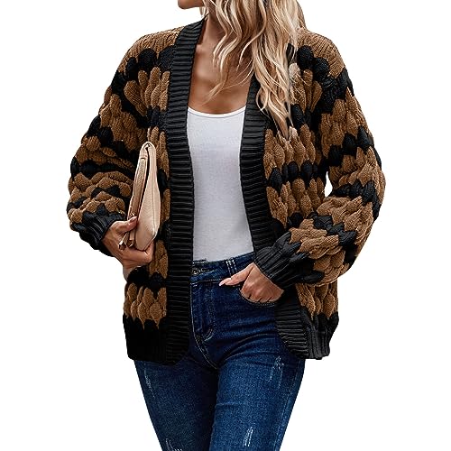 Strickjacke Damen V Ausschnitt Langarm Herbst Winter Loose Leicht Cardigan Mit Taschen Sweatjacke Damen von Generic