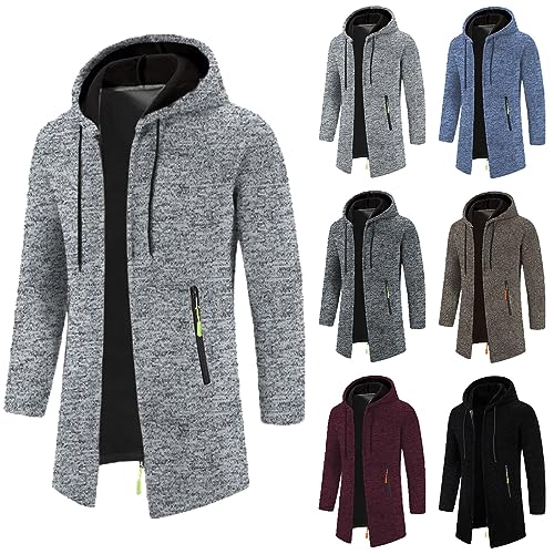 Strickjacke Herren Cardigan Lang Trachtenjacke Kapuze mit Kapuze Gestrickt Pullover Hoodie Wintermantel Sweatjacke Winterjacke Fleecejacke von Generic