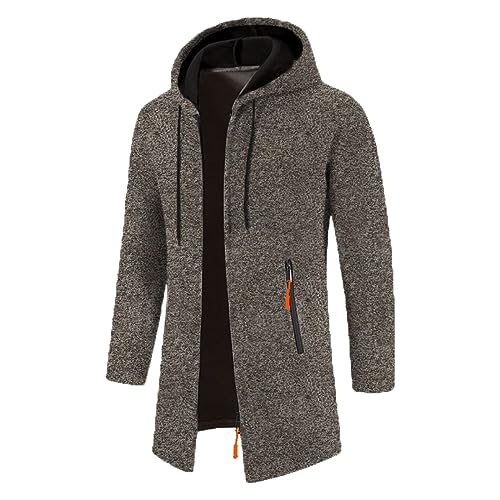 Strickjacke Herren Cardigan Lang Trachtenjacke Kapuze mit Kapuze Gestrickt Pullover Hoodie Wintermantel Sweatjacke Winterjacke Fleecejacke von Generic