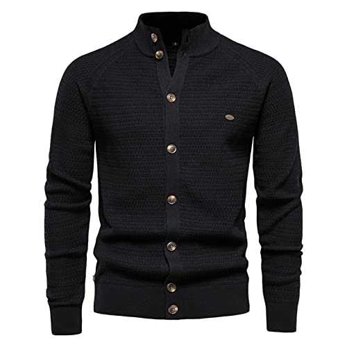 Strickjacke Herren Einfarbig Mode Business Stehkragen Thermo Cardigan Strickpullover Freizeit Weichem Bequem Langarm Mit Knöpfen Sweatjacke Regular Fit Sweater Jacke Sportjacke Outdoorjacke von Generic