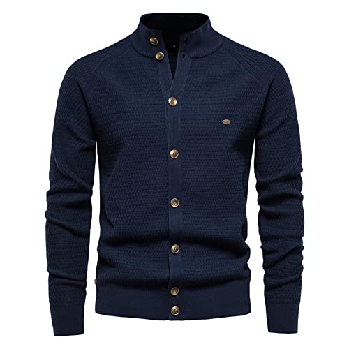 Strickjacke Herren Einfarbig Mode Business Stehkragen Thermo Cardigan Strickpullover Freizeit Weichem Bequem Langarm Mit Knöpfen Sweatjacke Regular Fit Sweater Jacke Sportjacke Outdoorjacke von Generic