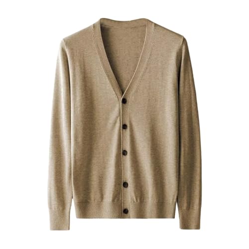Strickjacke Herren Gesteppt Herren Casual Button Solid V-Ausschnitt Slim Fit Warm Pullover Cardigan Mantel Herren Sommermantel (Brown, L) von Generic