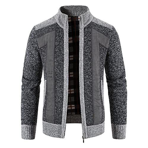Strickjacke Herren Gestrickt Cardigan Basic Winterjacke Zipper Strickpullover Lässig Übergangsjacke Sweatjacke Bomberjacke Baumwolle Sweater Blitzangebote des Tages Dunkelgrau 4XL von Generic