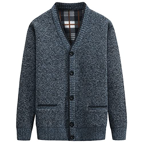 Strickjacke Herren Herbst Winter Dicker V-Ausschnitt Strickpullover Mäntel Kausal Warme Strickjacke Herrenbekleidung Blue L von Generic