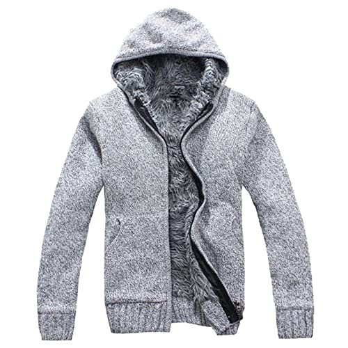 Strickjacke Herren Winterjacke Mit Kapuze Zipper Kapuzenpullover Oversize Sweat Jacken Kapuzenjacke Herbst Winter Sweatshirt Kapuzenpullover Hoodie Pullover Streetwear Tops Paar Geschenke Grau L von Generic