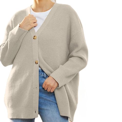 Strickjacken für Damen Kurz Strickjacke Damen Herbst Übergang Strick Cardigan Lockere Freizeit Strickmantel Einfarbig Strickcardigan Damenstrickjacke Feinstrickjacke Women's Cardigans von Generic